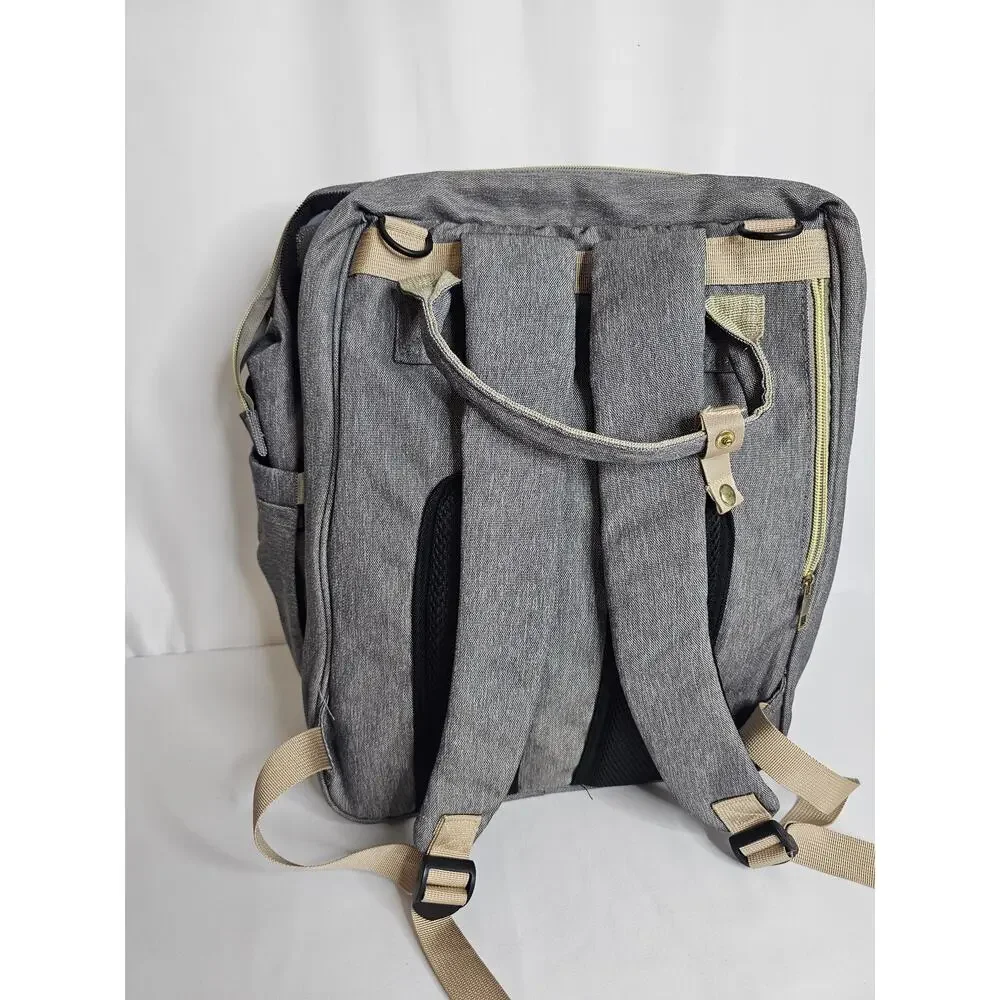 Land Travel Diaper Bag Backpack with USB & Fold-out Bassinet